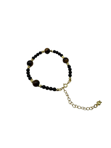 Bracelets5/Tiger Eye & Black Agate Bracelet – Natural Stone Energy Jewelry