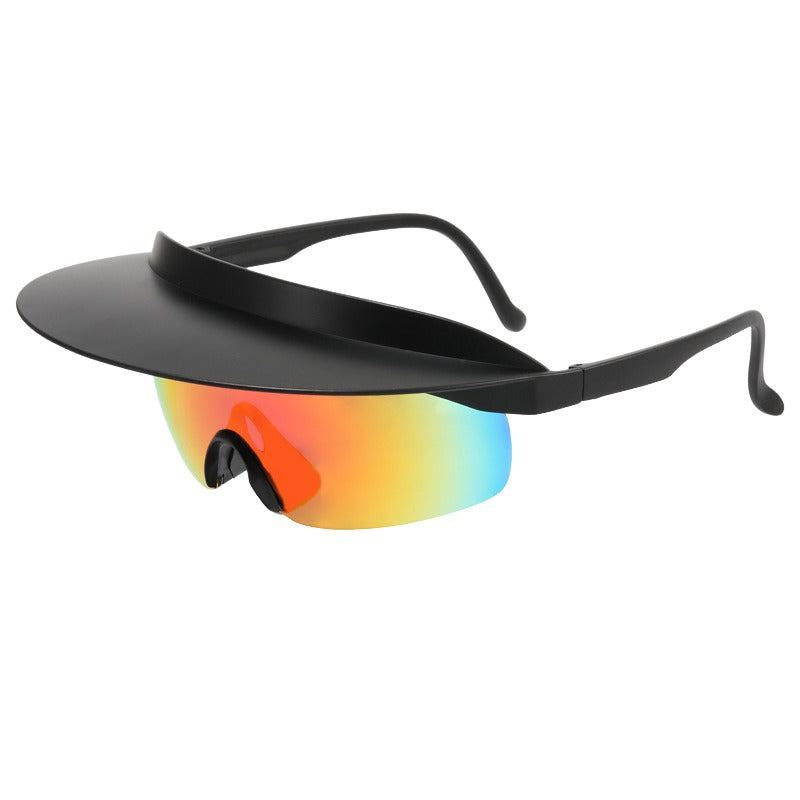 J13 AuraBrim Chic: Retro Hat-Inspired Oversized Sunglasses