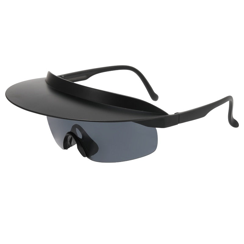 J13 AuraBrim Chic: Retro Hat-Inspired Oversized Sunglasses