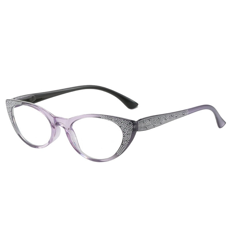 L5 Unisex Diamond-Accented Cat-Eye Blue Light Reading Glasses – Fashion Meets Clarity